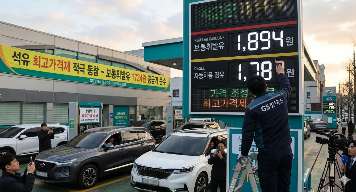 석유 최고가격제 시행, 휘발유 1724원 주유소 가격표