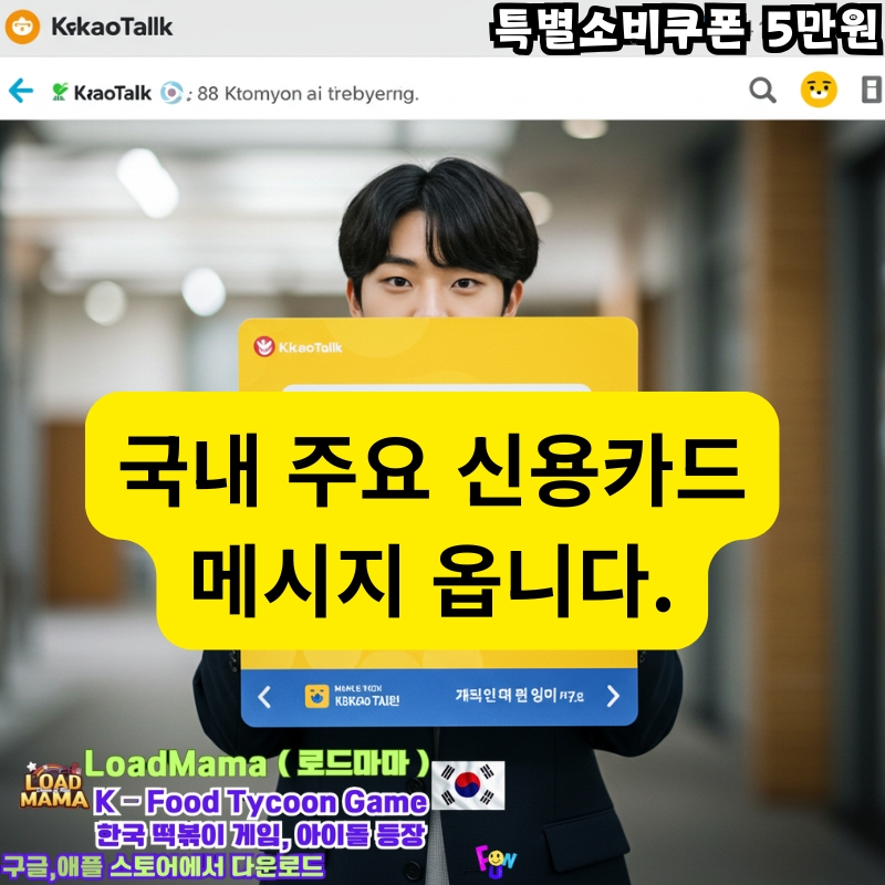 특별소비쿠폰 5만원 당첨 주요 신용카드 이벤트 메시지