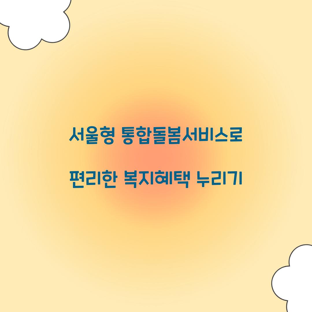 서울형 통합돌봄서비스