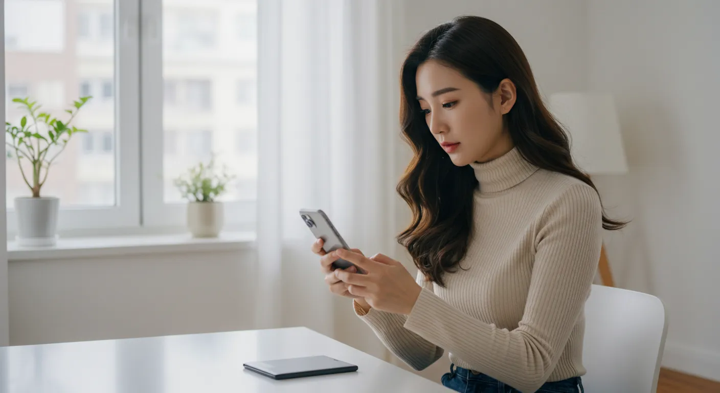 신용점수_휴대폰 확인_여성의 모습