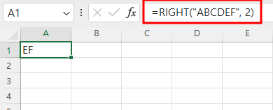 엑셀 RIGHT함수 예제