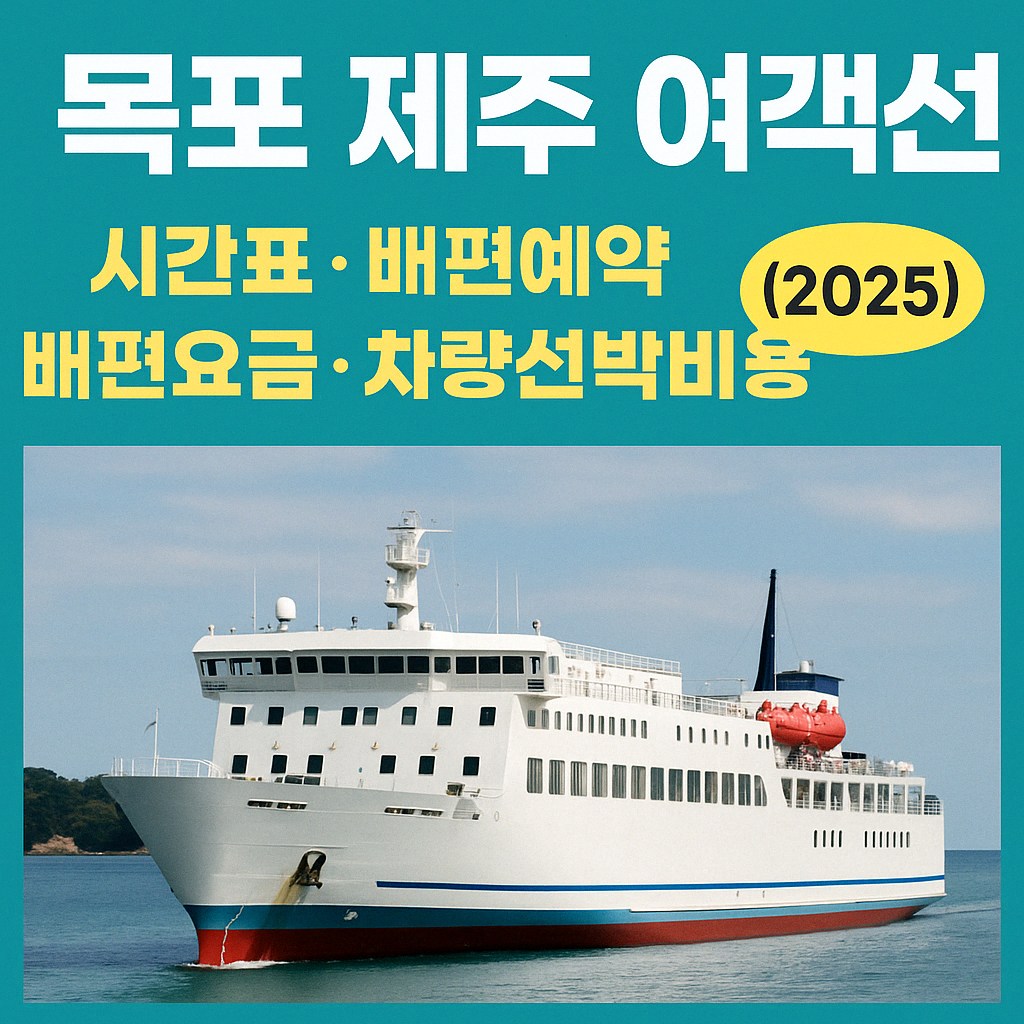 목포 제주 여객선 시간표, 배편예약, 배편요금, 차량선박비용