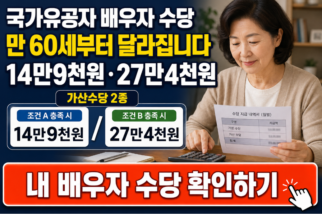 국가유공자 배우자 수당, 만 60세 이상이면 더 붙는 가산금 2종의 정체