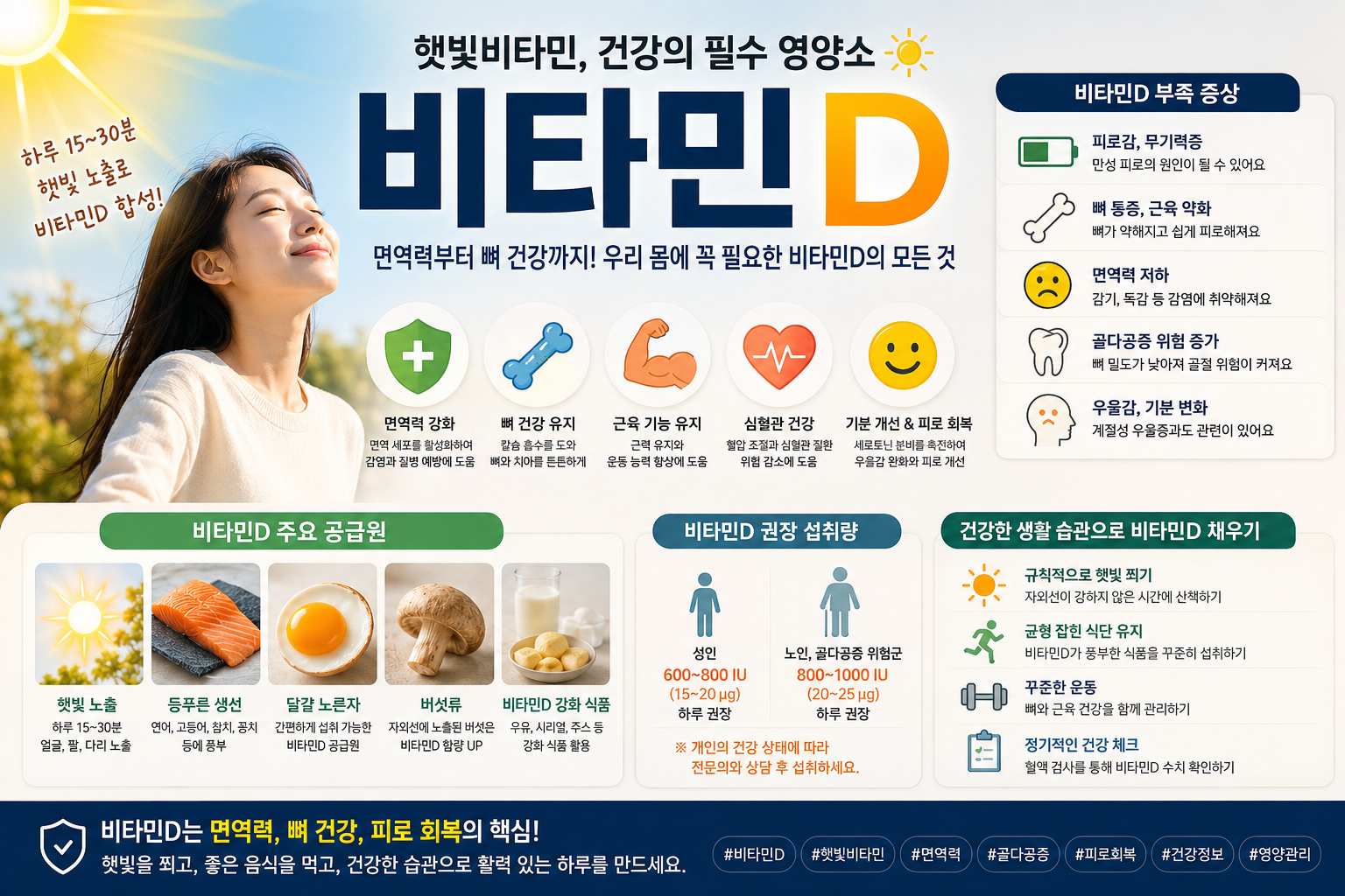 비타민D 부족하면 생기는 변화 건강 정보 포스터