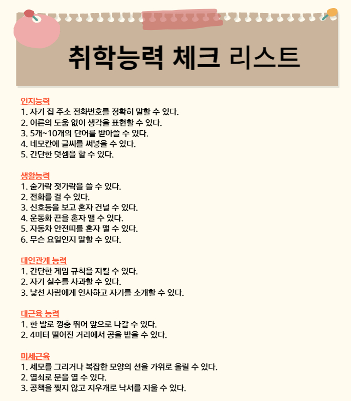 취학능력체크리스트