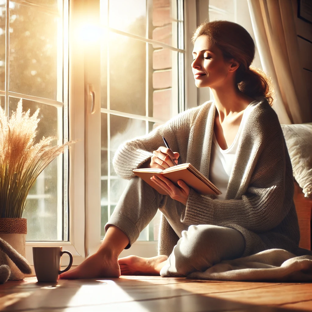 갱년기 시기 여성의 안정된 생활을 상징적으로 표현한 이미지