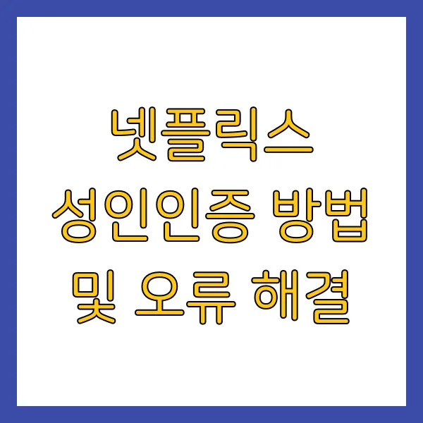 넷플릭스 성인인증 오류 해결 방법 성인인증 하는 법