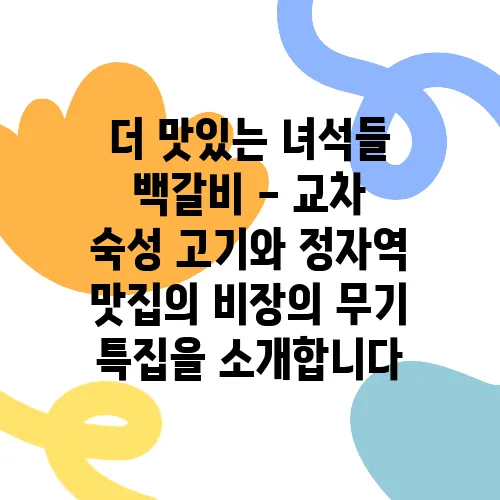 더 맛있는 녀석들 백갈비 - 교차 숙성 고기와 정자역 맛집의 비장의 무기 특집을 소개합니다