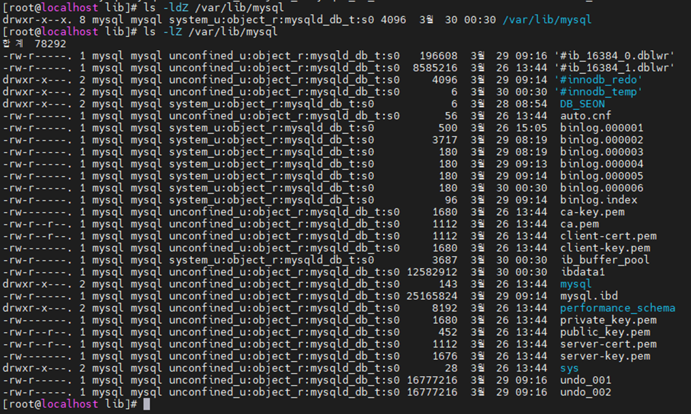 SELinux context 확인