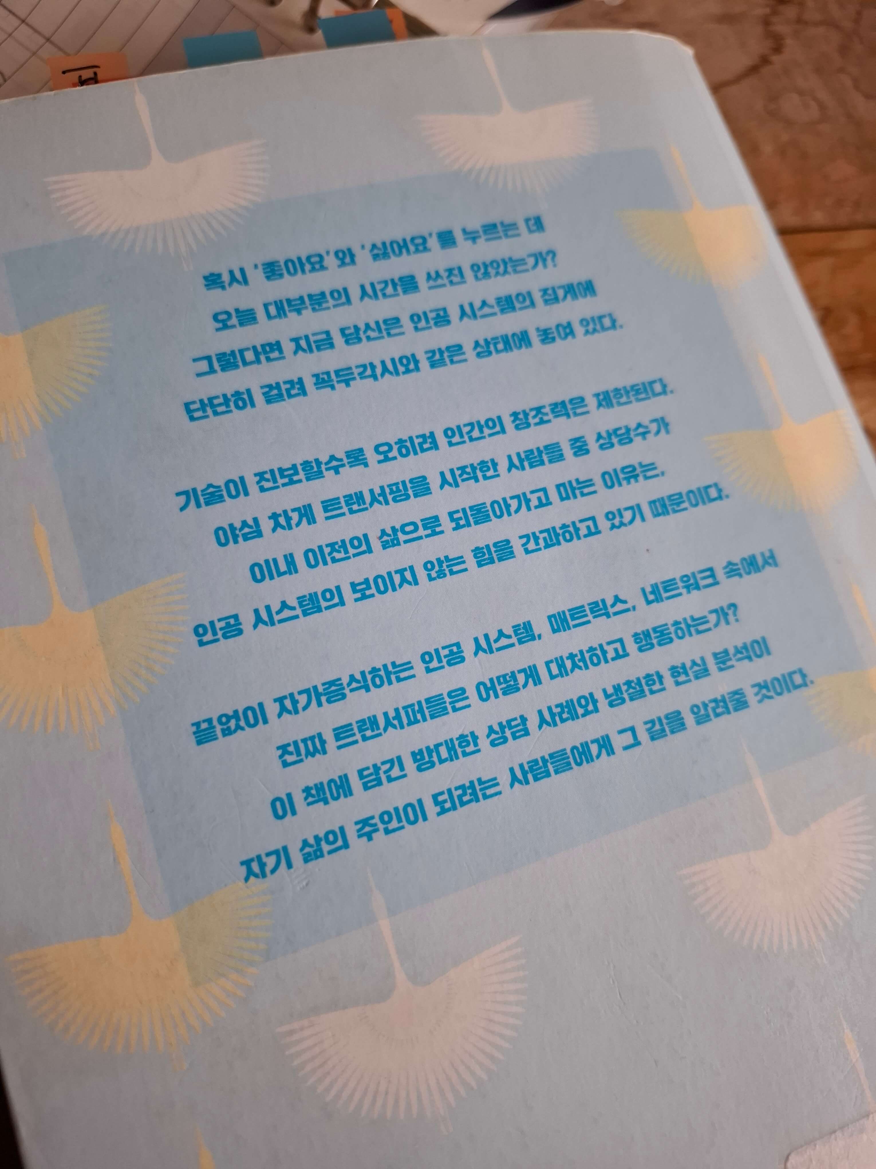 내가 소장한 트랜서핑 해킹 더 매트릭스 책 뒷면 사진