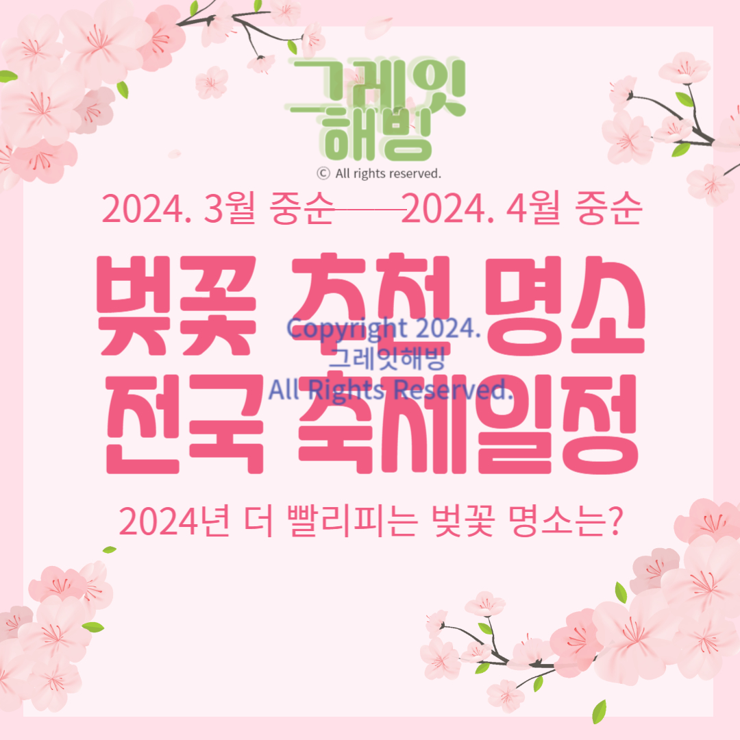 2024년 전국 벚꽃 명소 더 빨리 피는 벚꽃 축제 일정