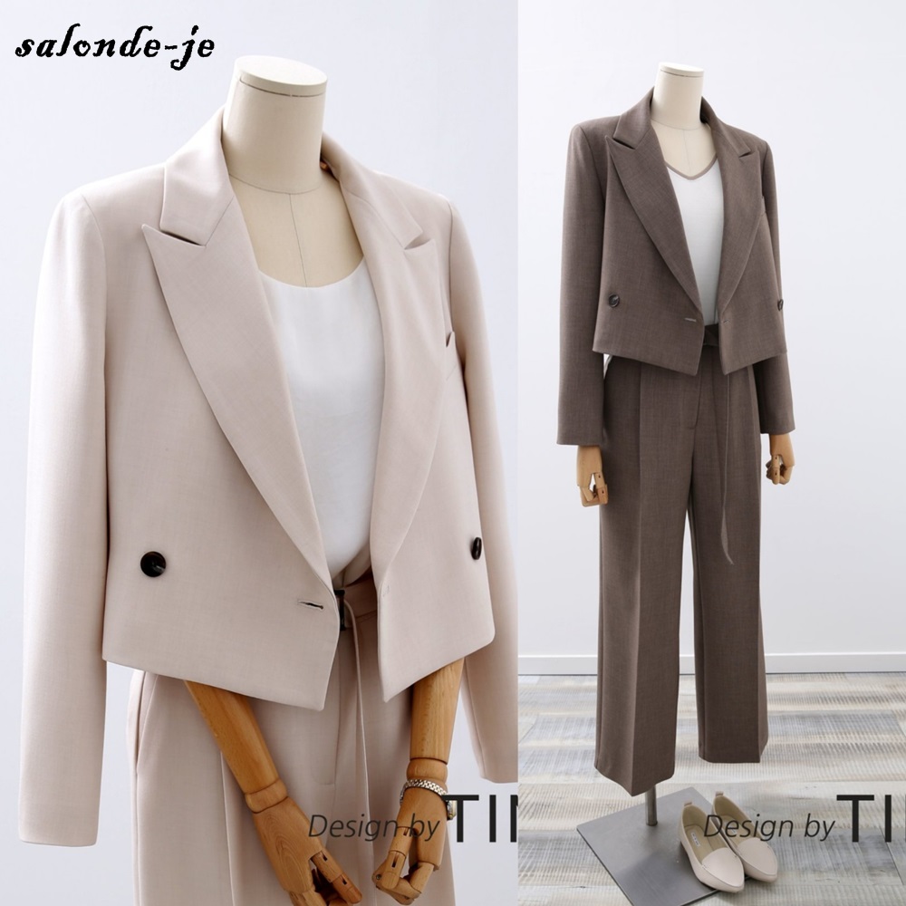 가을 크롭자켓 바지 투피스 셋업 수트 여자세미정장 명품스타일 여성정장 세트