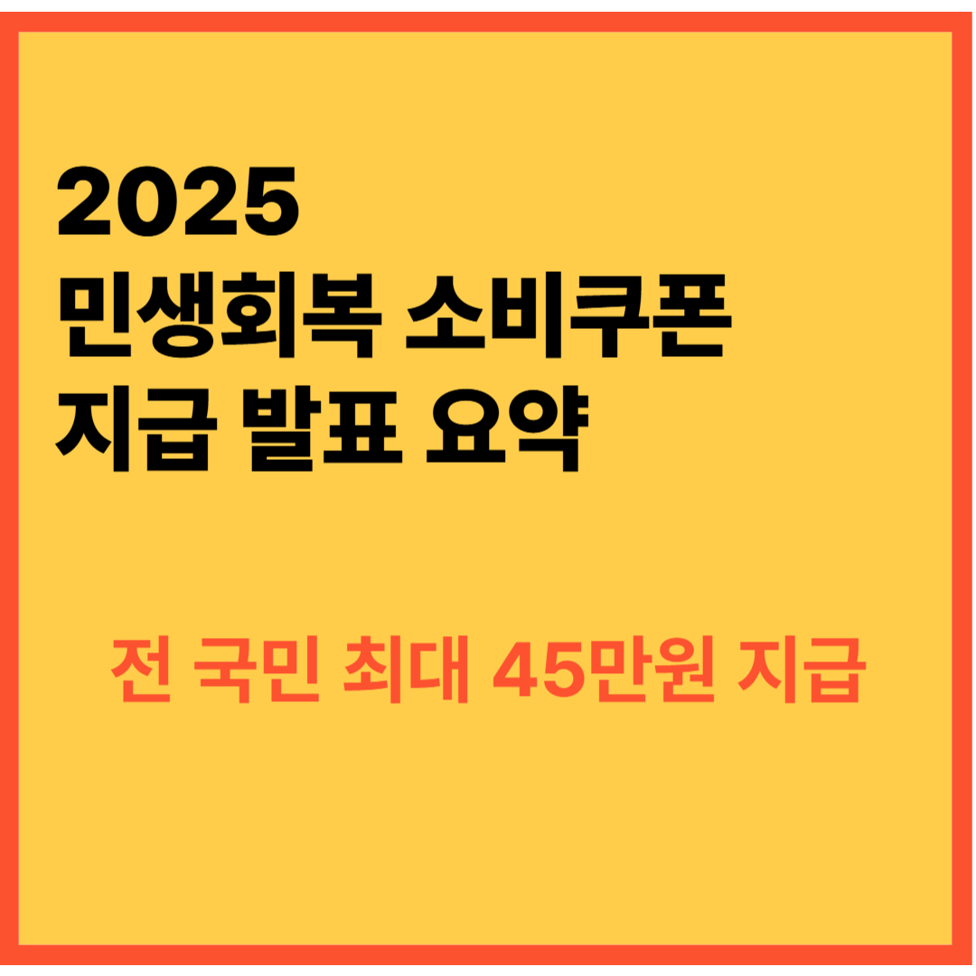 2025 민샌회복 소비쿠폰 지급 발표 요약 - 전 국민 최대 45만원 지급