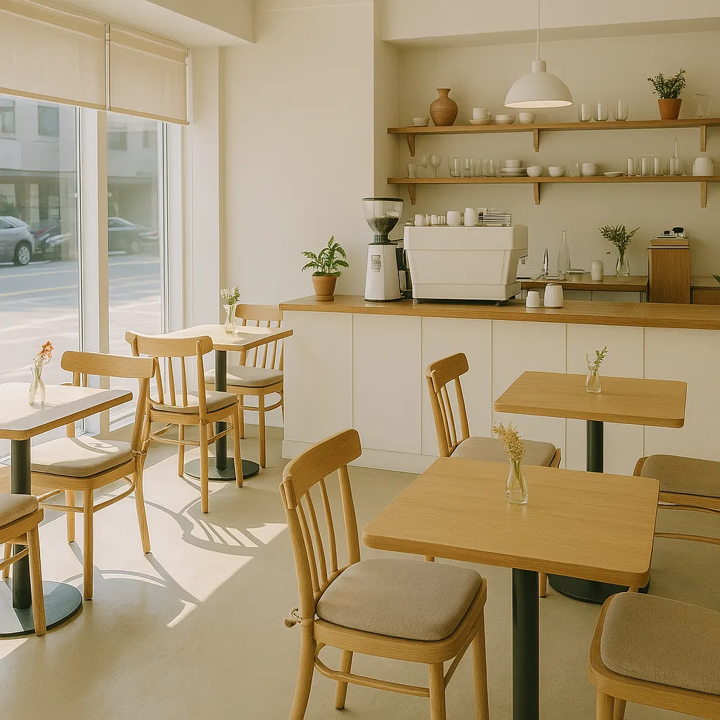 여수 브런치 카페의 밝고 감성적인 실내 공간