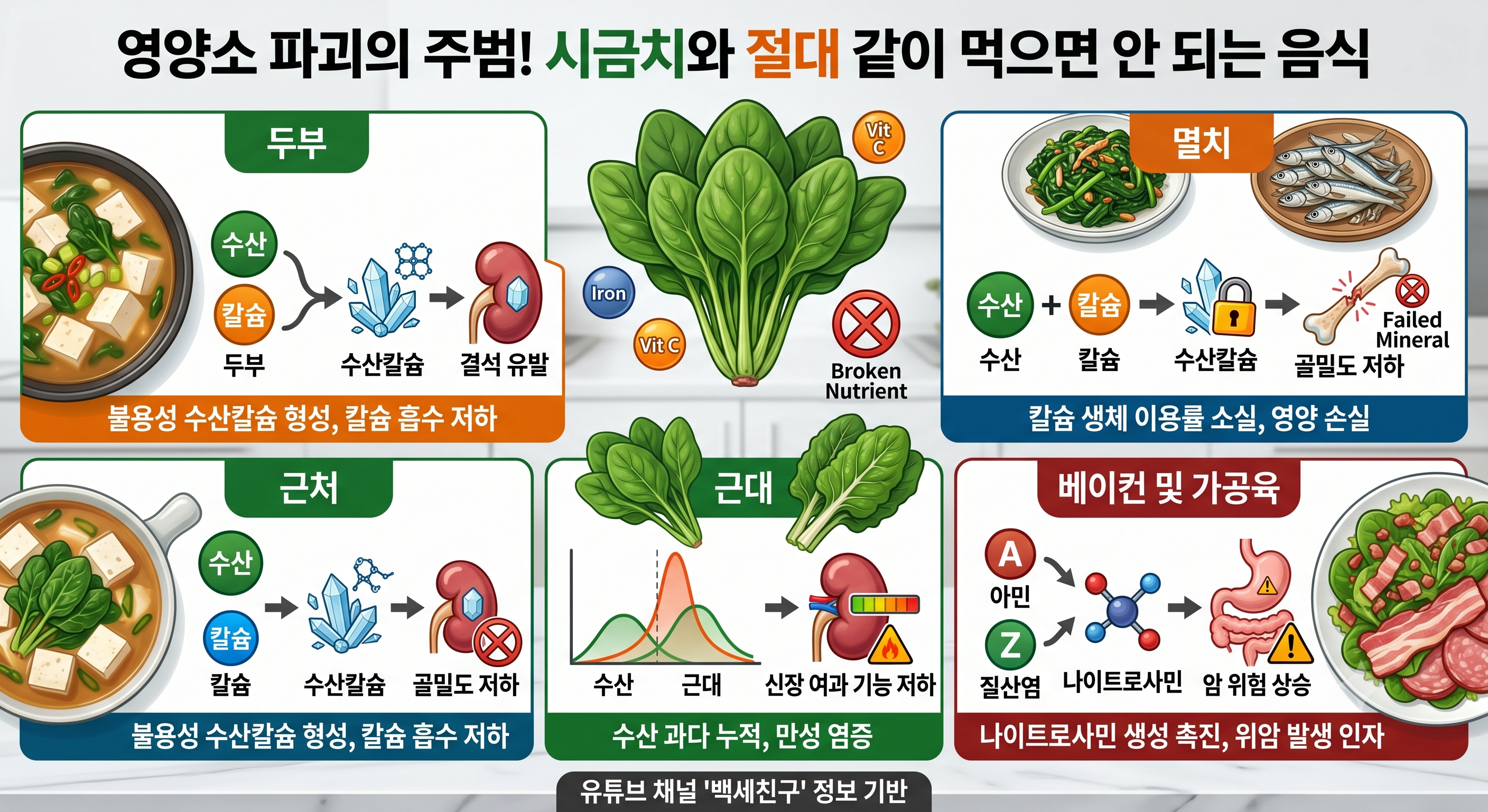 시금치와 절대 같이 먹으면 안 되는 음식
