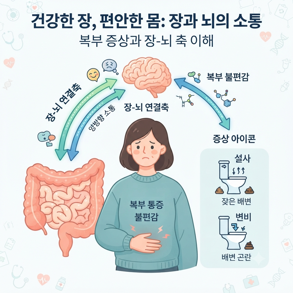 과민성 대장증후군 IBS의 복통과 설사·변비 증상을 설명하는 이미지
