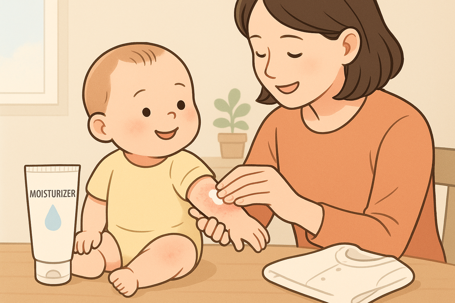 유아 보습을 위해 노력하는 모습