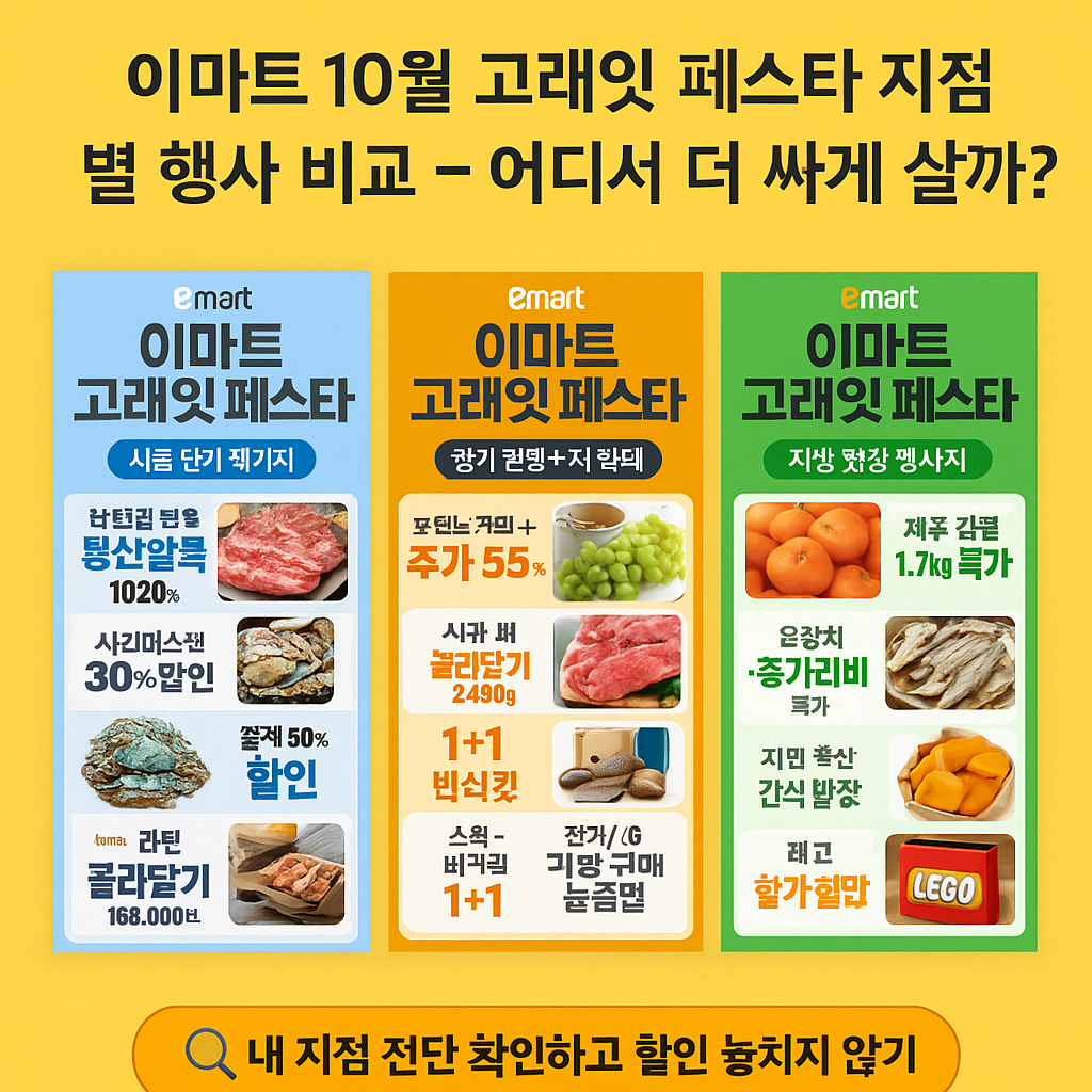 이마트 고래잇 페스타 10월 지점별 행사 비교