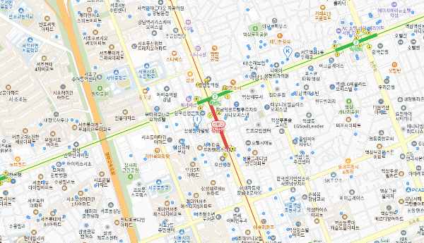 강남 지역 전기차 충전소 위치 지도