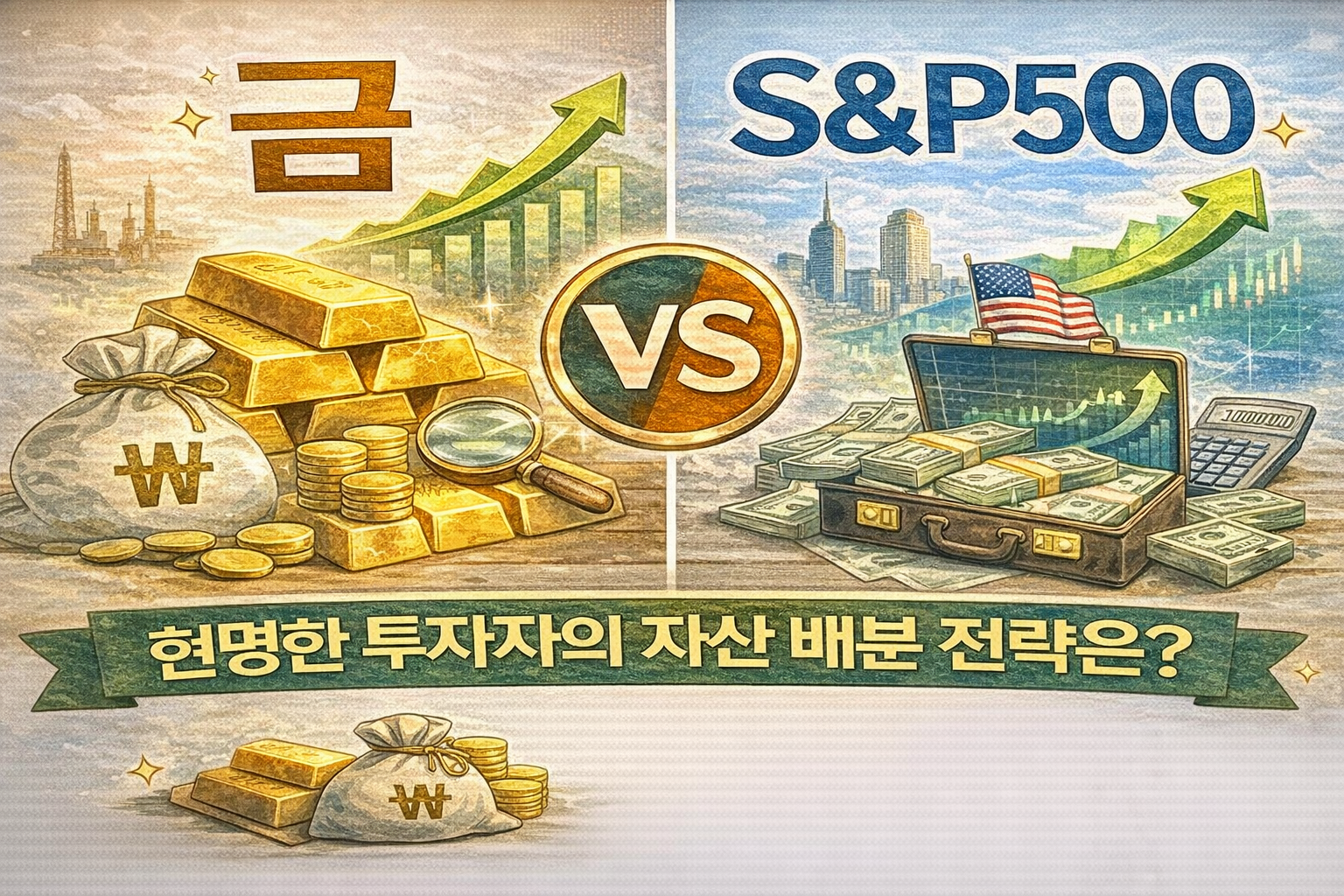 금 vs S&P500 비교 분석|위기에는 금, 성장은 주식?