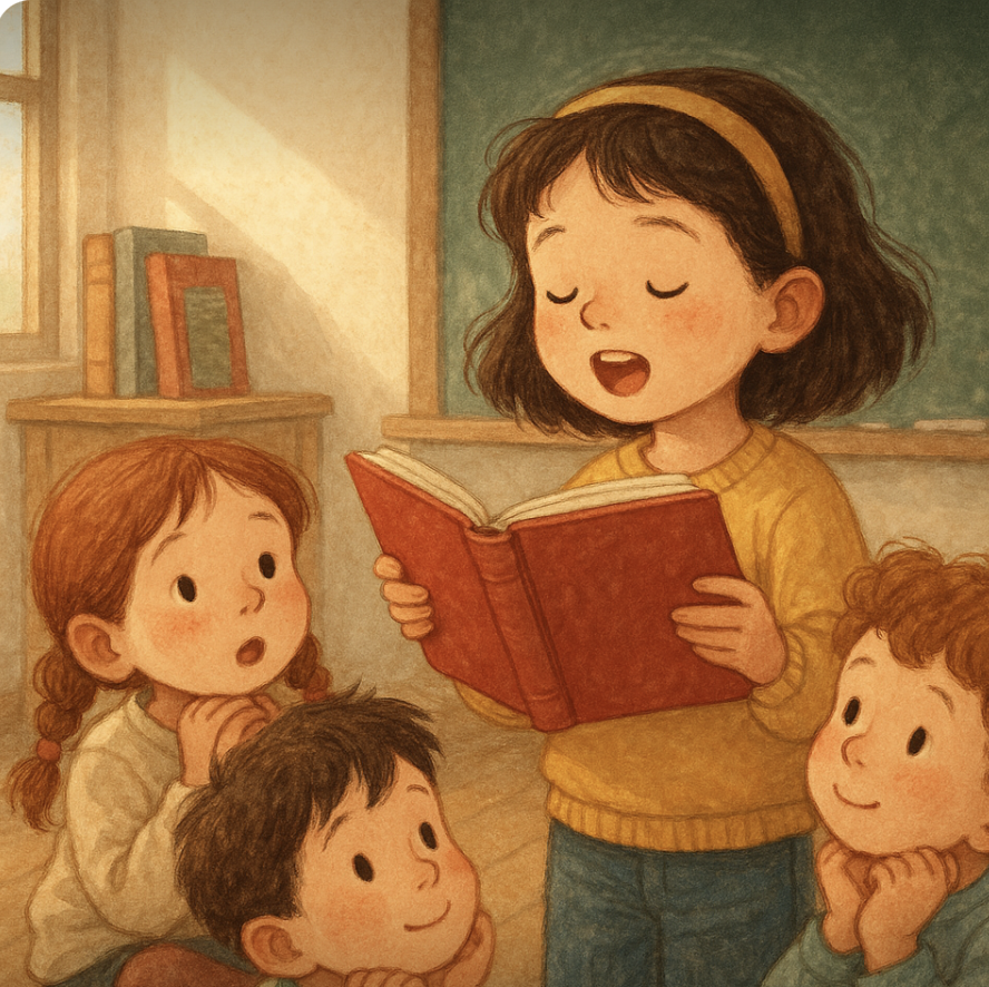 책 낭독하는 아이