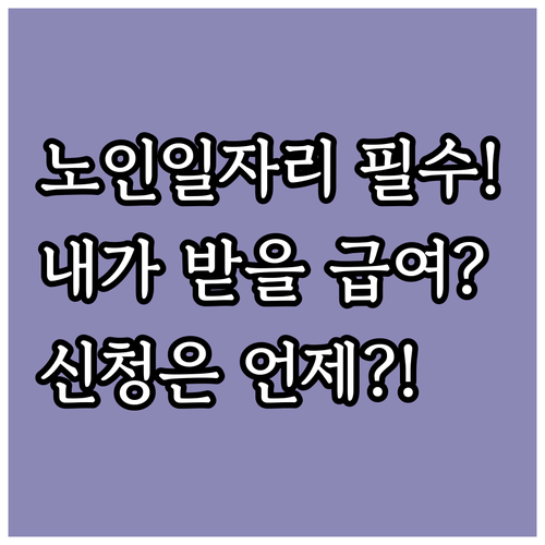 소득 보충 노인 일자리, 내가 받을 ..