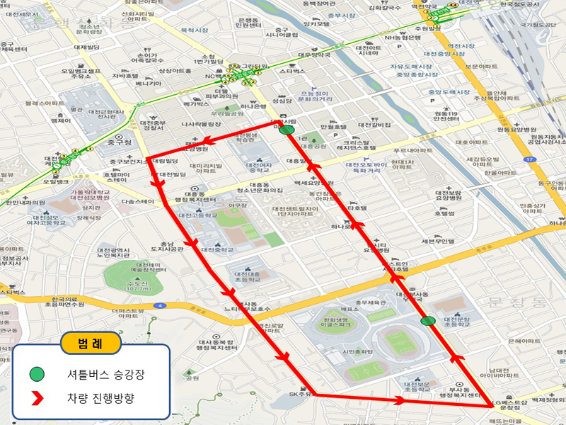 범례-셔틀버스B이용-승강장