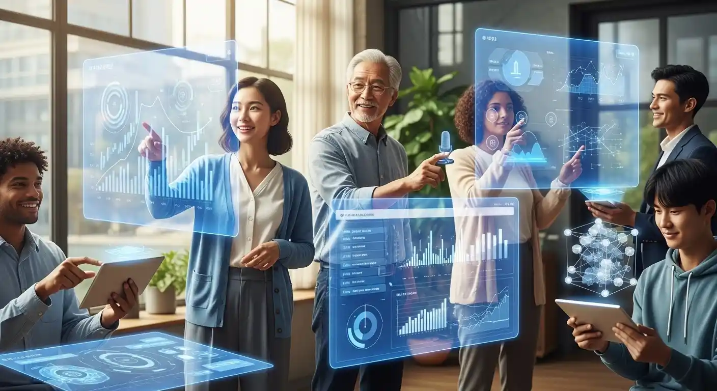 <img src="ai_enabling_data_analysis_for_everyone.webp" alt="AI를 통해 일반인이 복잡한 분석 도구를 쉽게 활용하는 장면을 표현한 이미지 입니다">