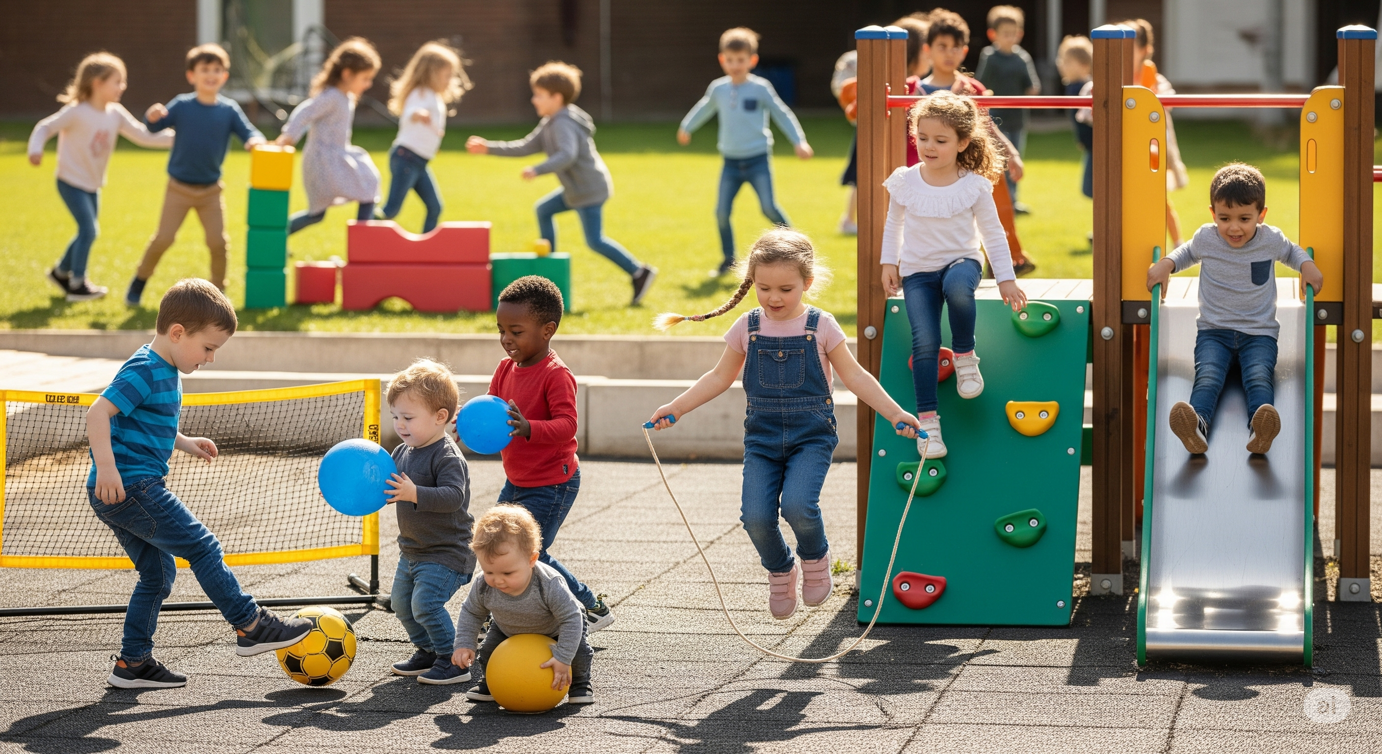 체육 활동을 하고 있느 유아들 사진