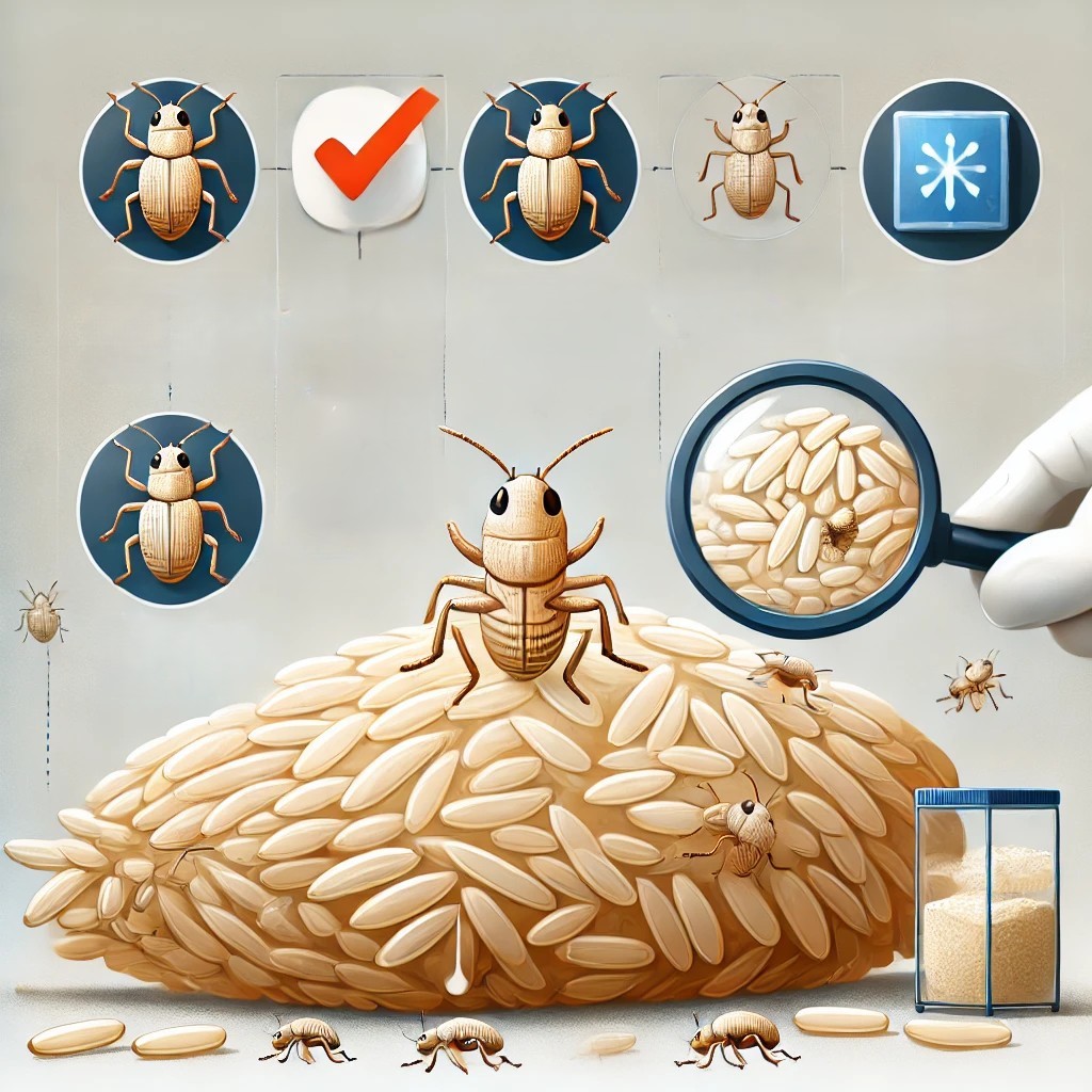 쌀바구미를 관찰하는 사진