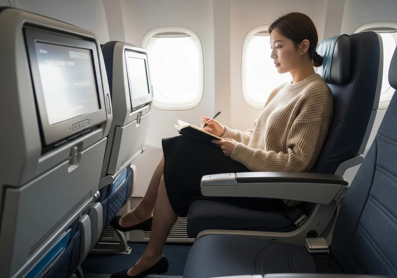 대한항공 프리미엄 이코노미 좌석을 직접 체험하며 평가하는 전문가