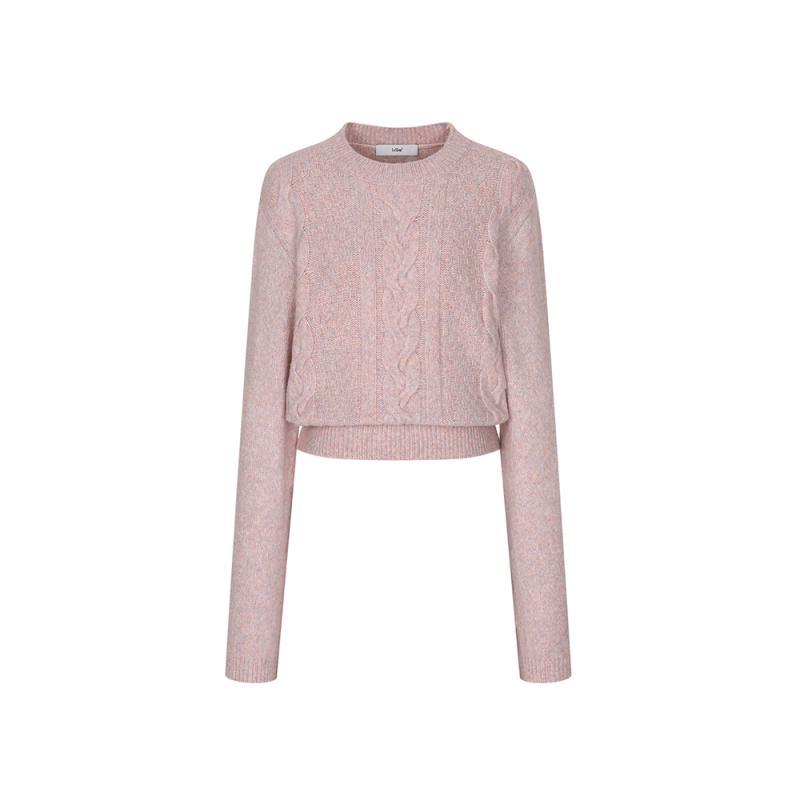 르샵 보카시컬러 라운드넥 꽈배기 니트 SNAKP785