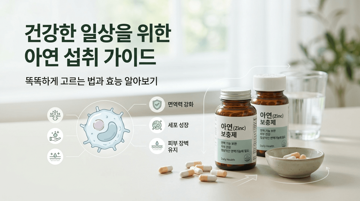 아연 보충제 라벨과 캡슐을 비교하는 대표 이미지