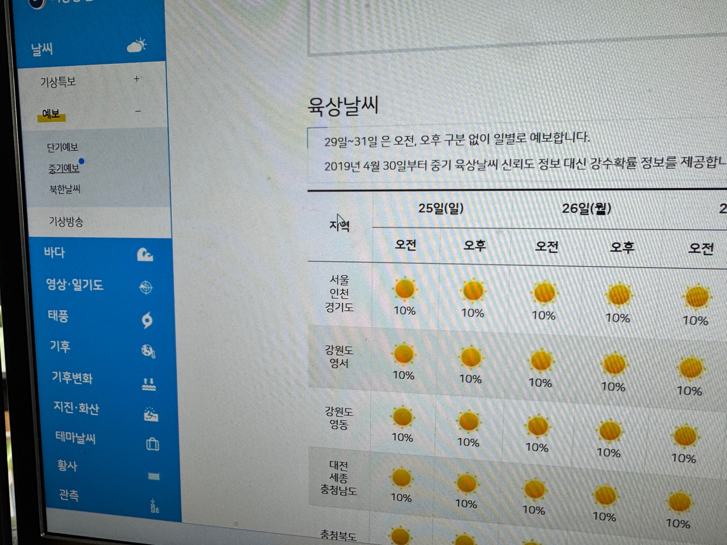 날씨누리 홈페이지 화면