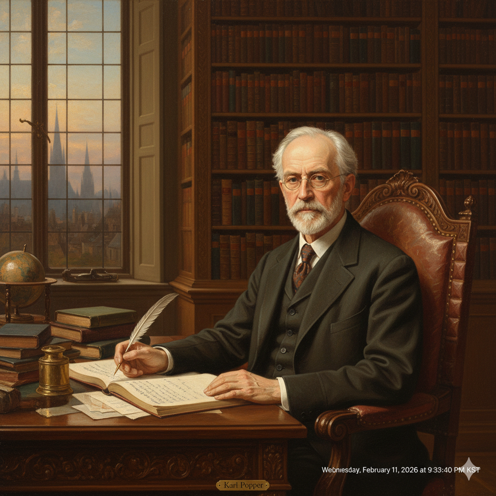칼 포퍼(Karl Popper) 인물 사진, 현대 과학철학자, 열린 사회와 그 적들 저자, 반증 가능성 이론가 사진, IDEA의 이것저것 블로그 인문학 콘텐츠
