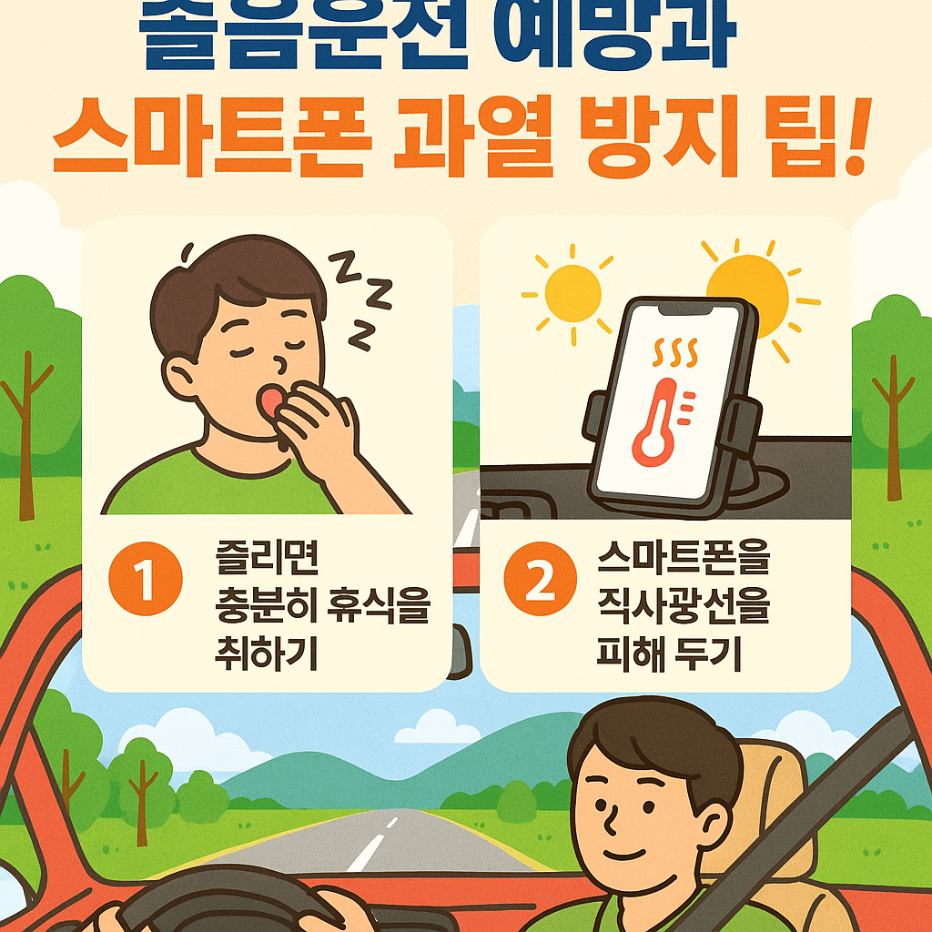 🚗 여름철 드라이브 중 졸음운전 예방과 스마트폰 과열 방지 팁!
