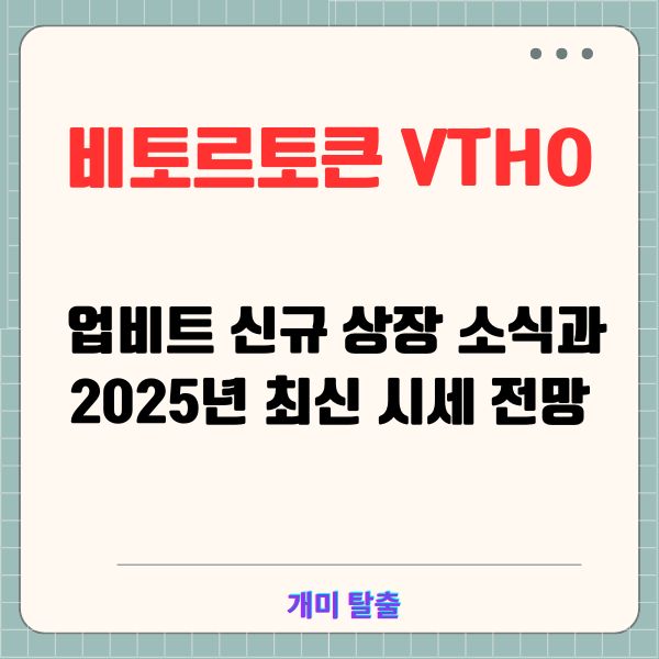 비토르토큰 VTHO ❘ 업비트 신규 상장 소식과 2025년 최신 시세 전망