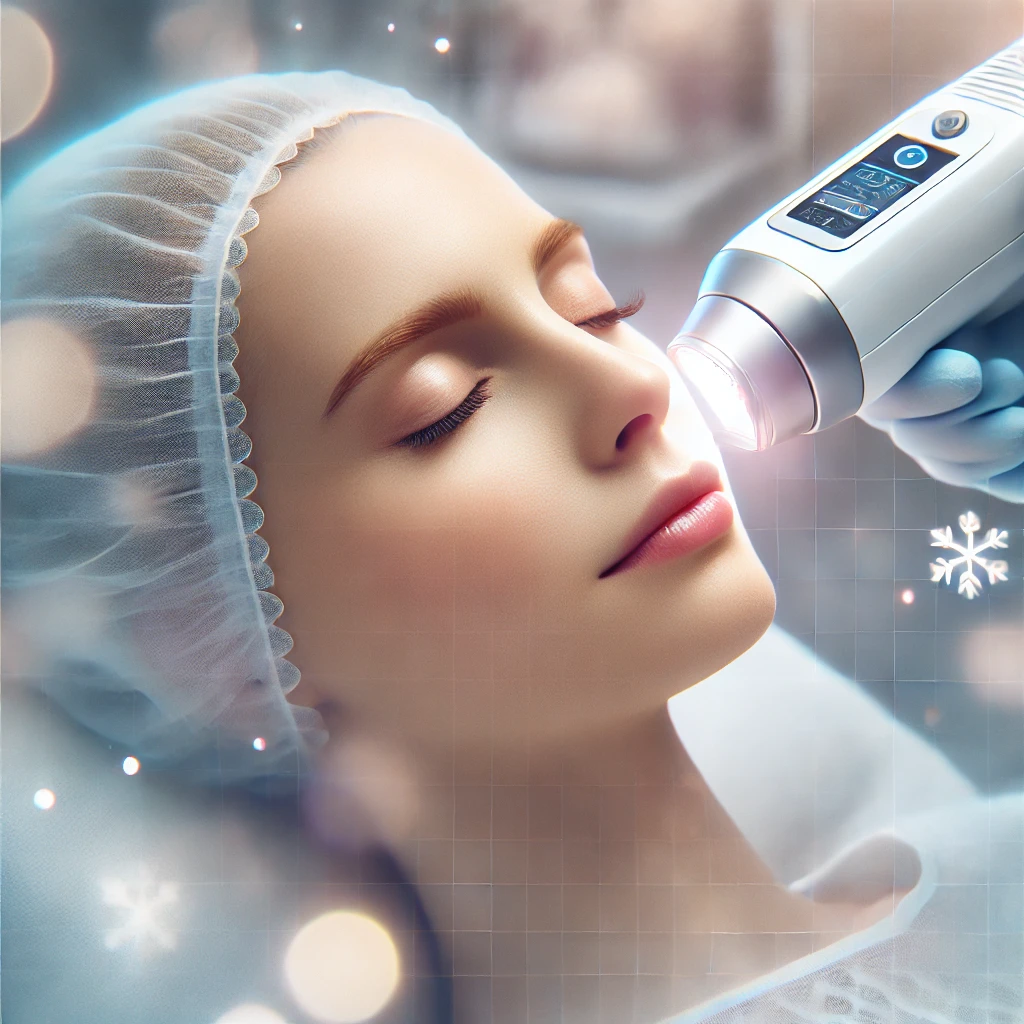 ipl 시술 받으면서 효과를 느끼고 있는 모습