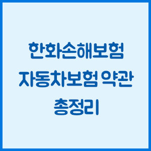 한화손해보험 자동차보험 약관 총정리
