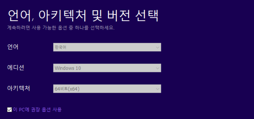 언어, 아키텍처 및 버전 선택