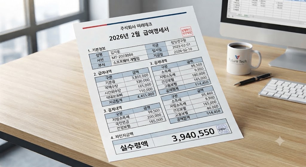 급여명세서 모아놓고 체불금액 정확히 파악해두는 모습