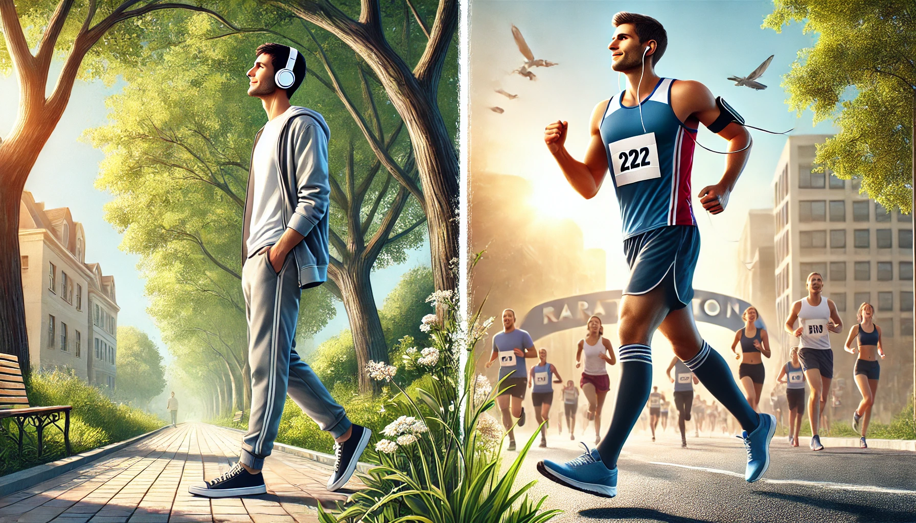 조깅하는 사람과 마라톤 하는 사람 일러스트