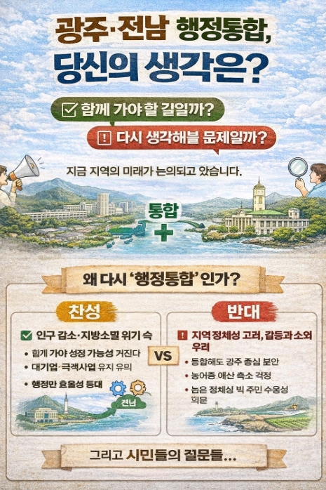 광주 전남 행정통합 - 완벽정리(찬반 논리 등)