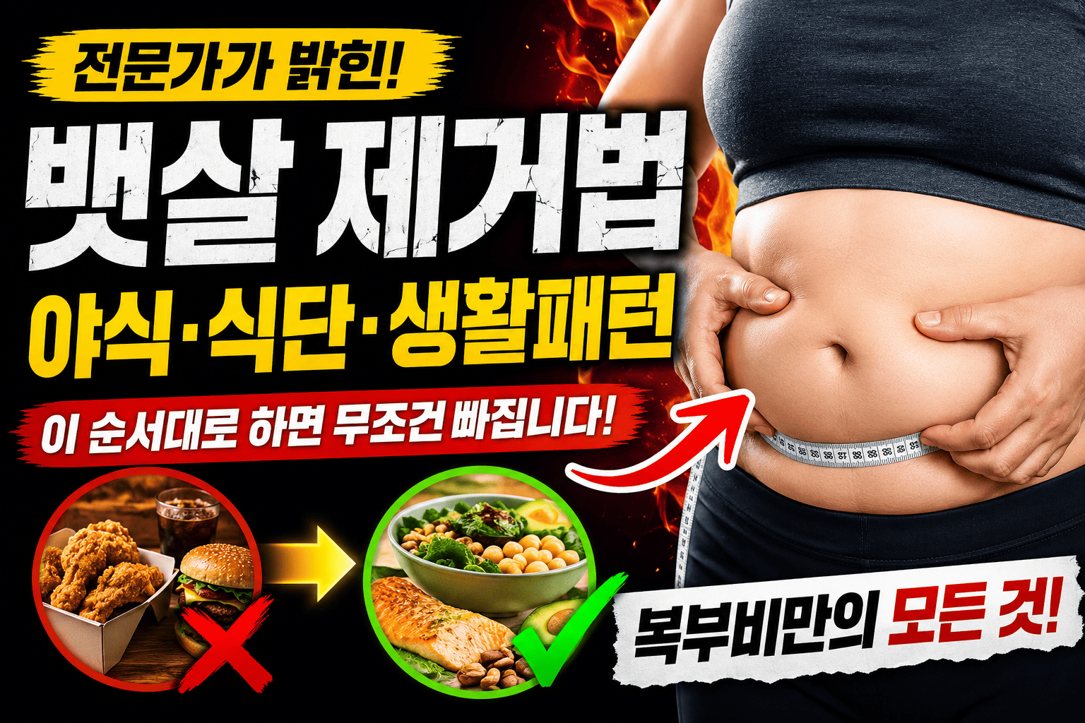 전문가가 말하는 뱃살 제거법 (야식차단, 식단, 생활패턴)
