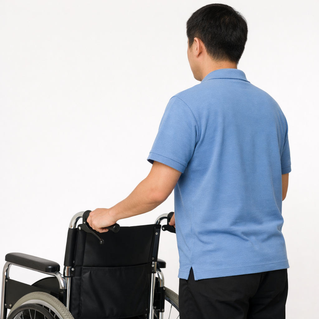 휠체어 이동하는 모습