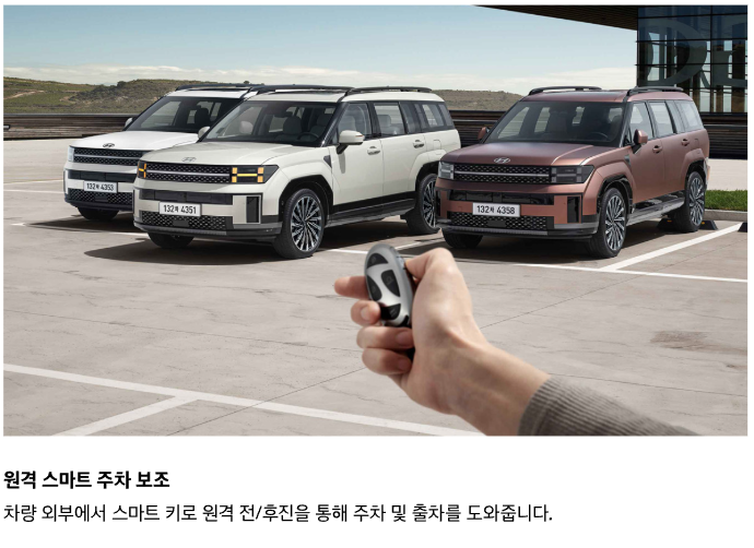 신형 싼타페 익스테리어 원격 스마트 주차 보조