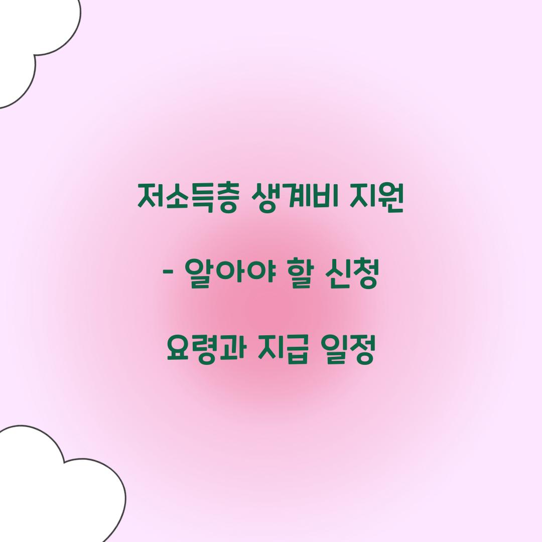 저소득층 생계비 지원