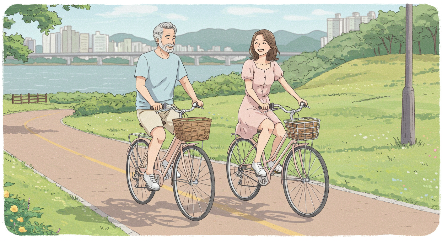 자전거타는 남녀