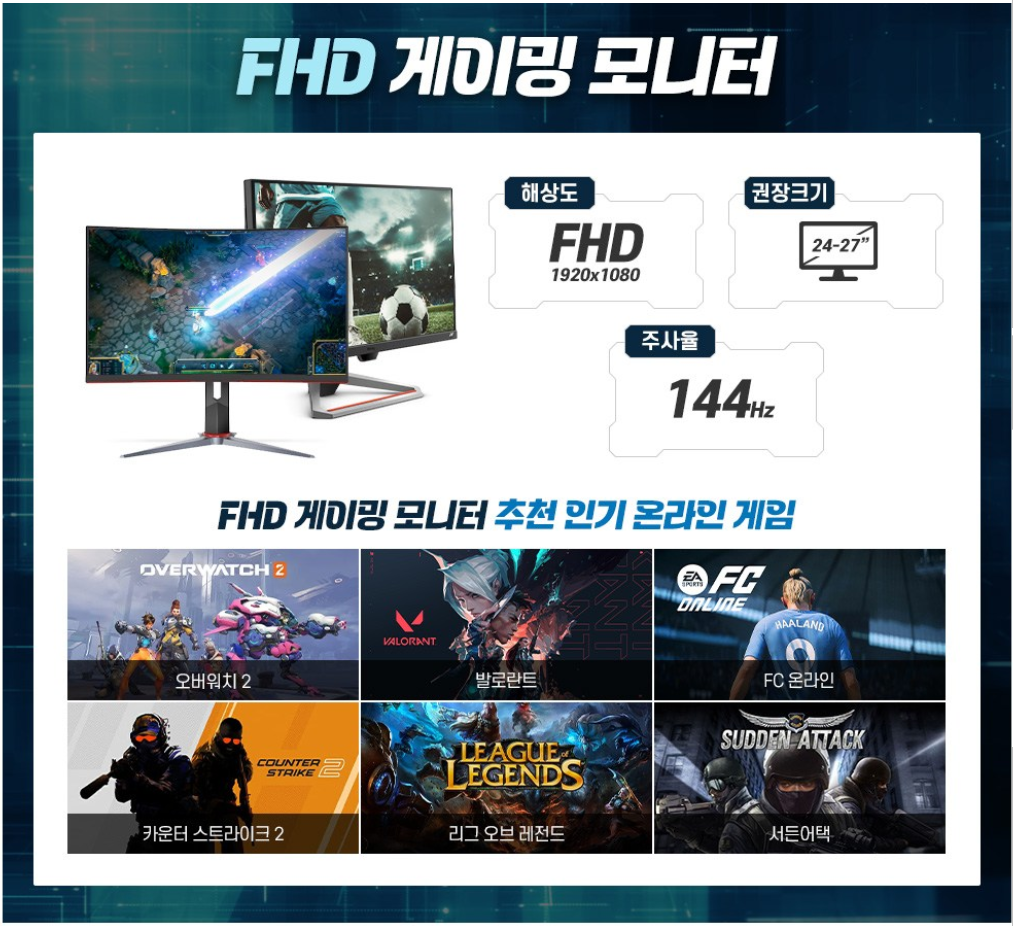 게임 종류별 가성비 좋은 모니터 추천