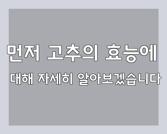 먼저 고추의 효능에 대해 자세히 알아보겠습니다